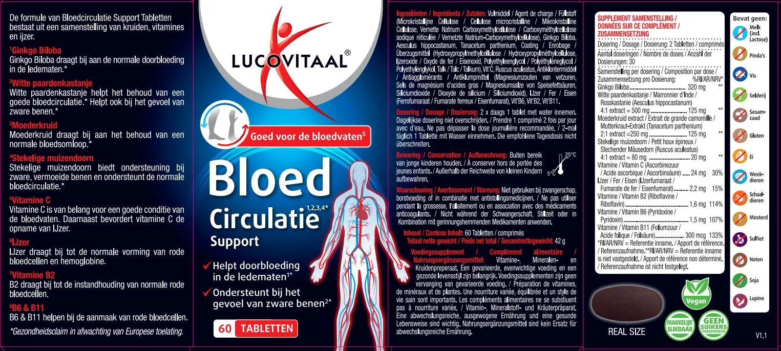 Lucovitaal Bloedcirculatie Support (60 tabletten)