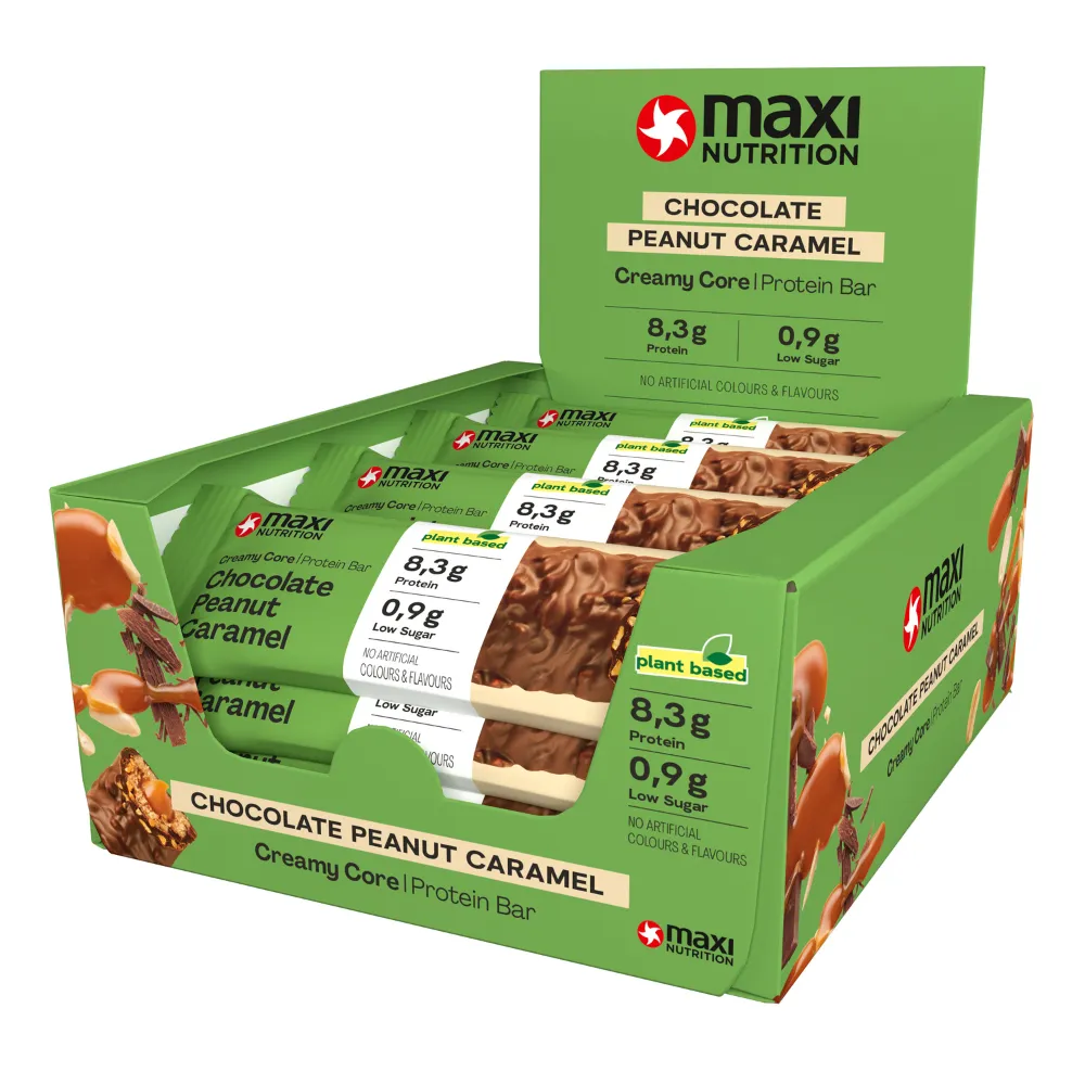 12x Maxi Nutrition Creamy Core Bar (Vegan) Chocolate Peanut Caramel (45 gr)