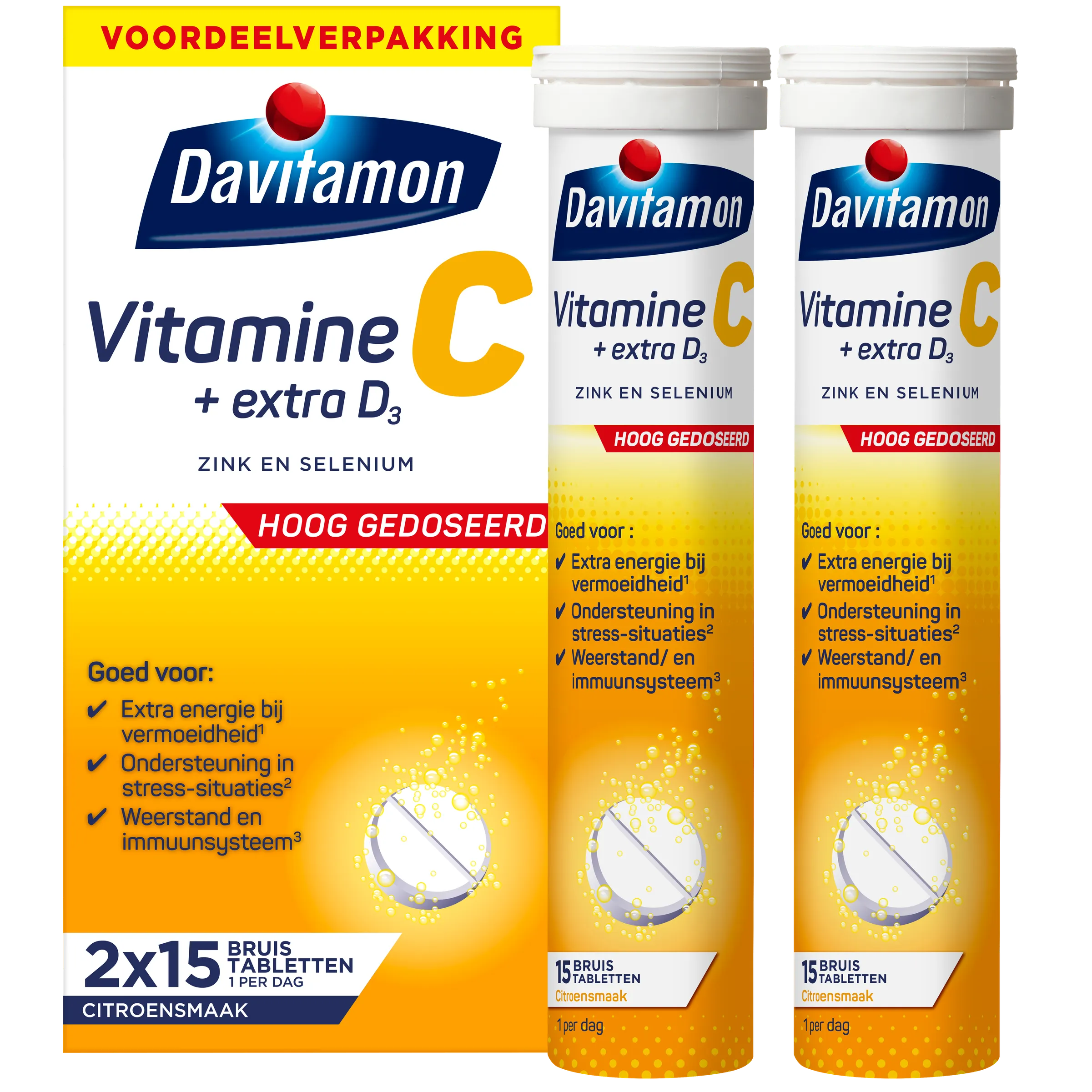 Davitamon Vitamine C + Extra D3 Bruistabletten Citroensmaak (30 tabletten)