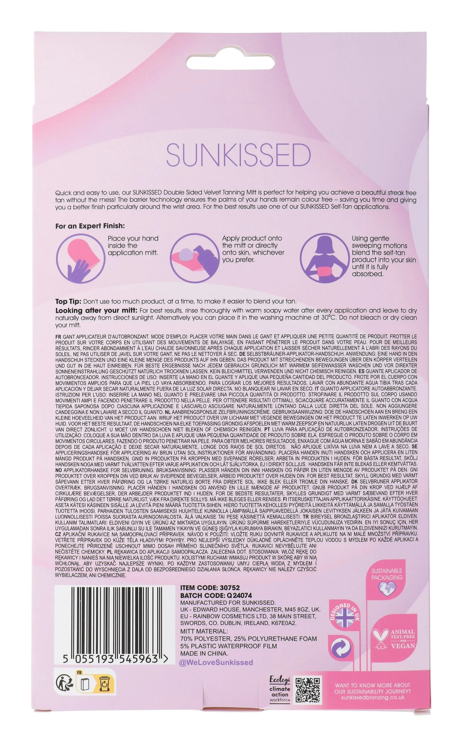 Sunkissed Double Sided Velvet Tanning Mitt (1 stuk) - image 3