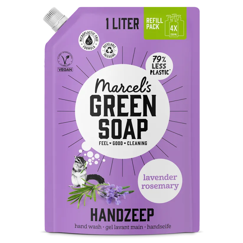 Marcel's Green Soap Handzeep lavendel & rozemarijn Navulverpakking (1000 ml)