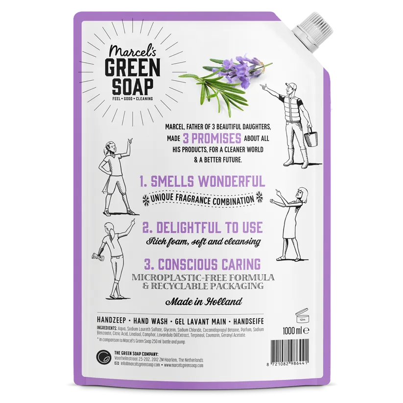 Marcel's Green Soap Handzeep lavendel & rozemarijn Navulverpakking (1000 ml)