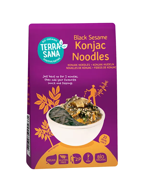 TerraSana Konjac Noodles Zwarte Sesam (250 gr)