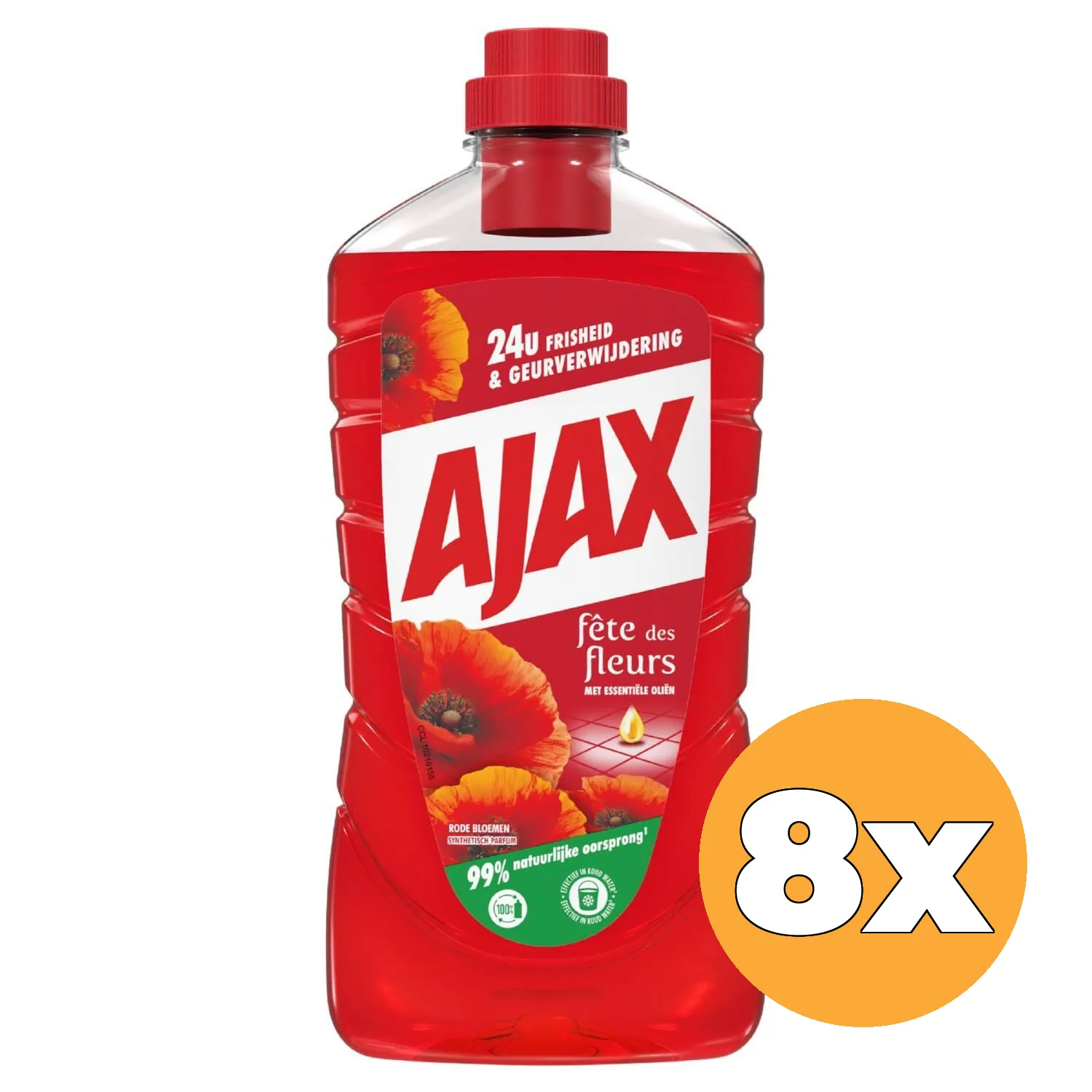 8x Ajax Allesreiniger Fete Des Fleurs Rode Bloemen (8 x 1000 ml)