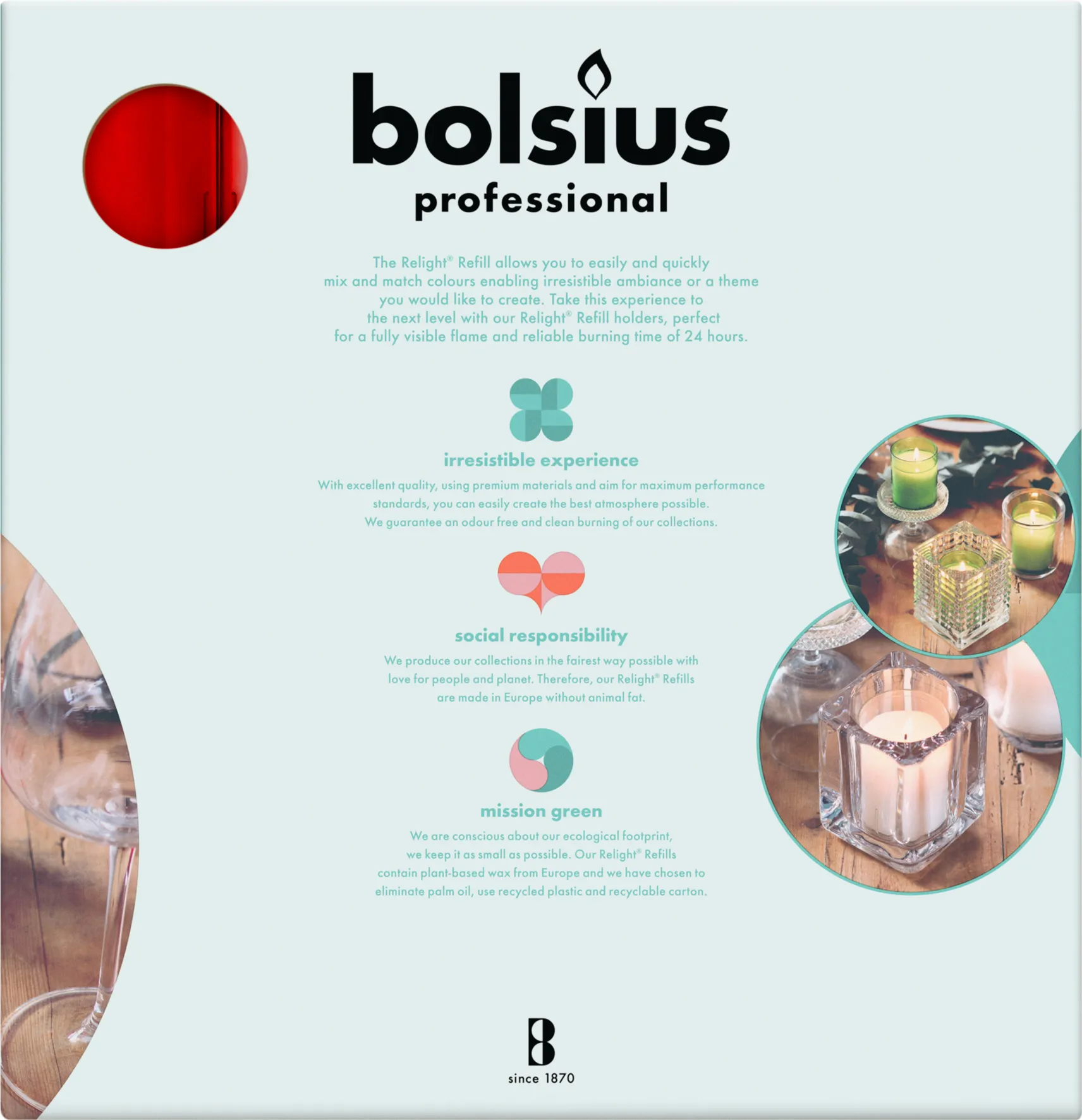 Bolsius Horeca Relight® Navullingen 64/52 Rood (100 stuks) - image 3