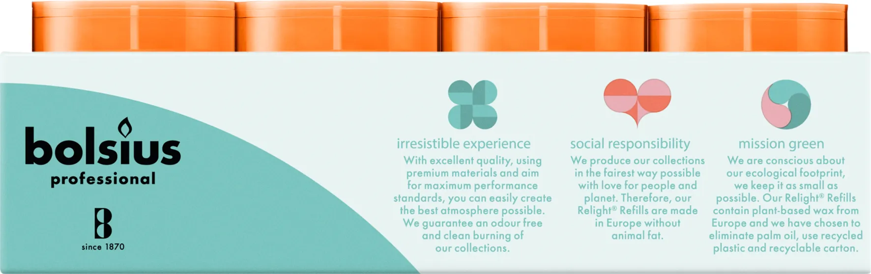 Bolsius Horeca Relight® Navullingen 64/52 Oranje (20 stuks) - image 2