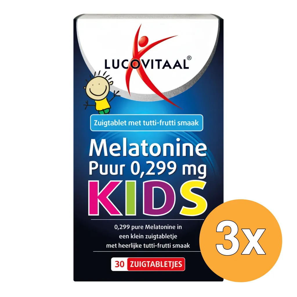 3x Lucovitaal Melatonine Puur 0,299 mg Kids (30 zuigtabletten)