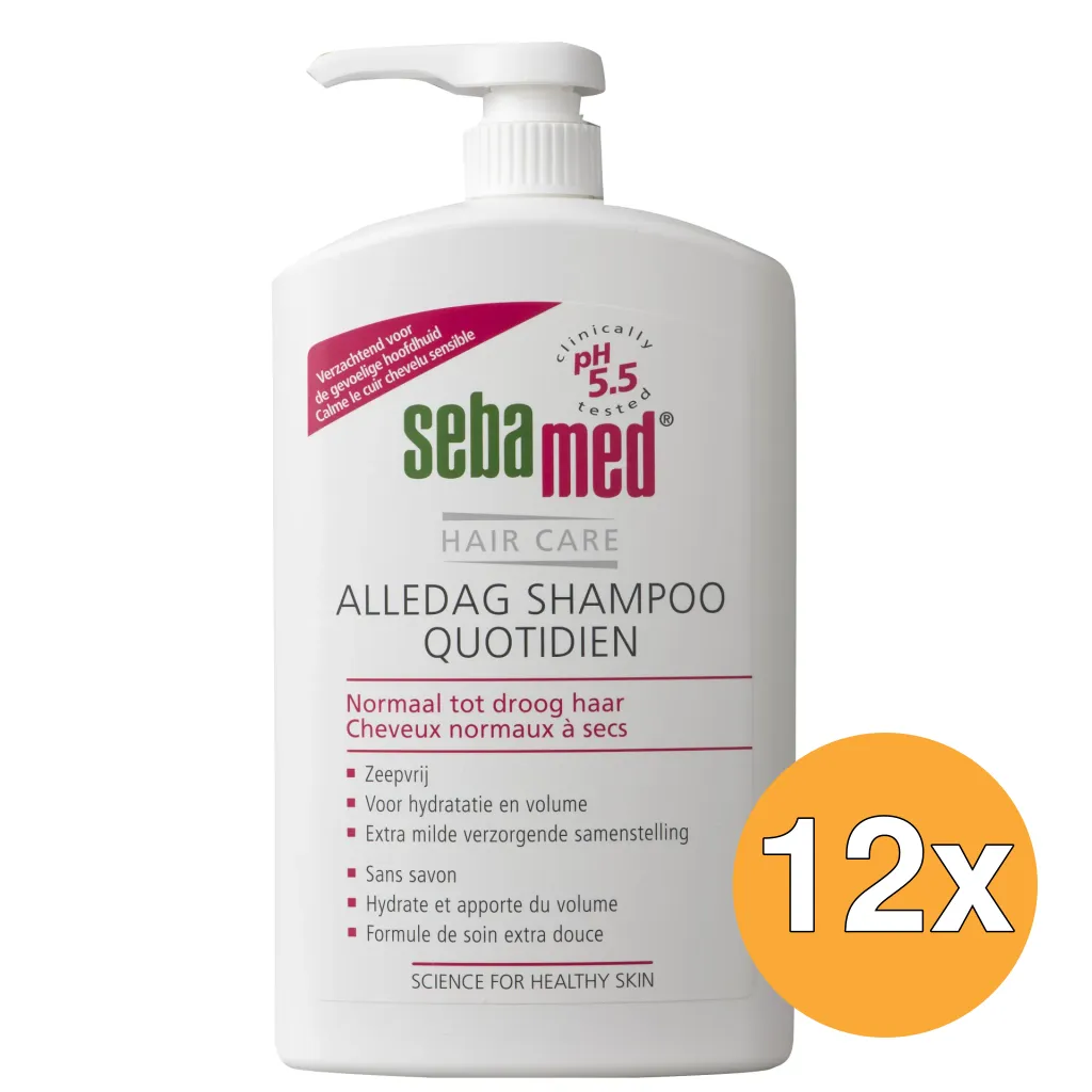 12x Sebamed Alledag Shampoo Pomp (1000 ml)