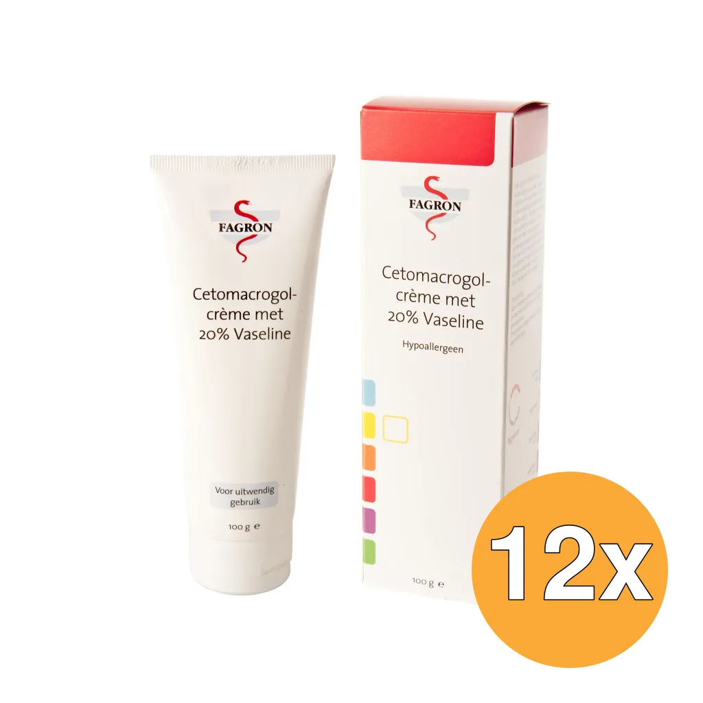 12x Fagron Cetomacrogol creme 20% vaseline (100 gr)