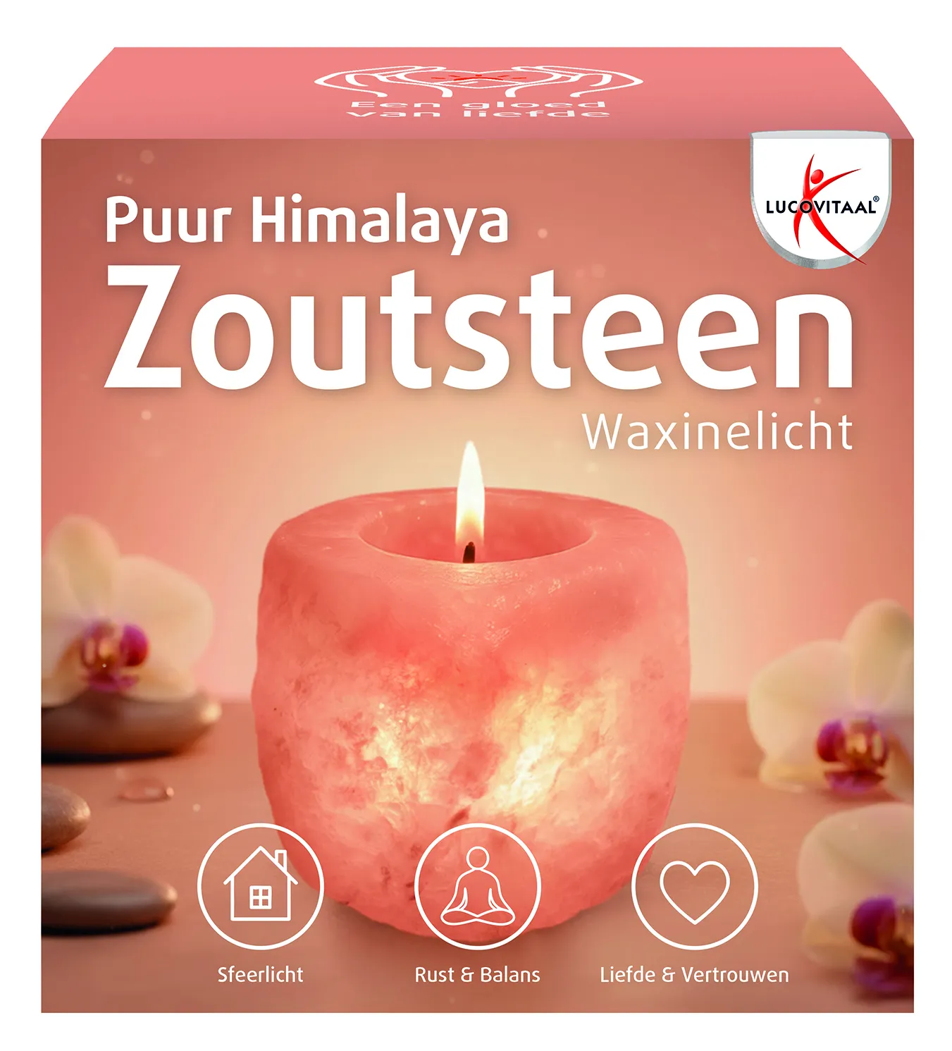 Lucovitaal Puur Himalaya Zoutsteen Waxinelicht (1 stuk)