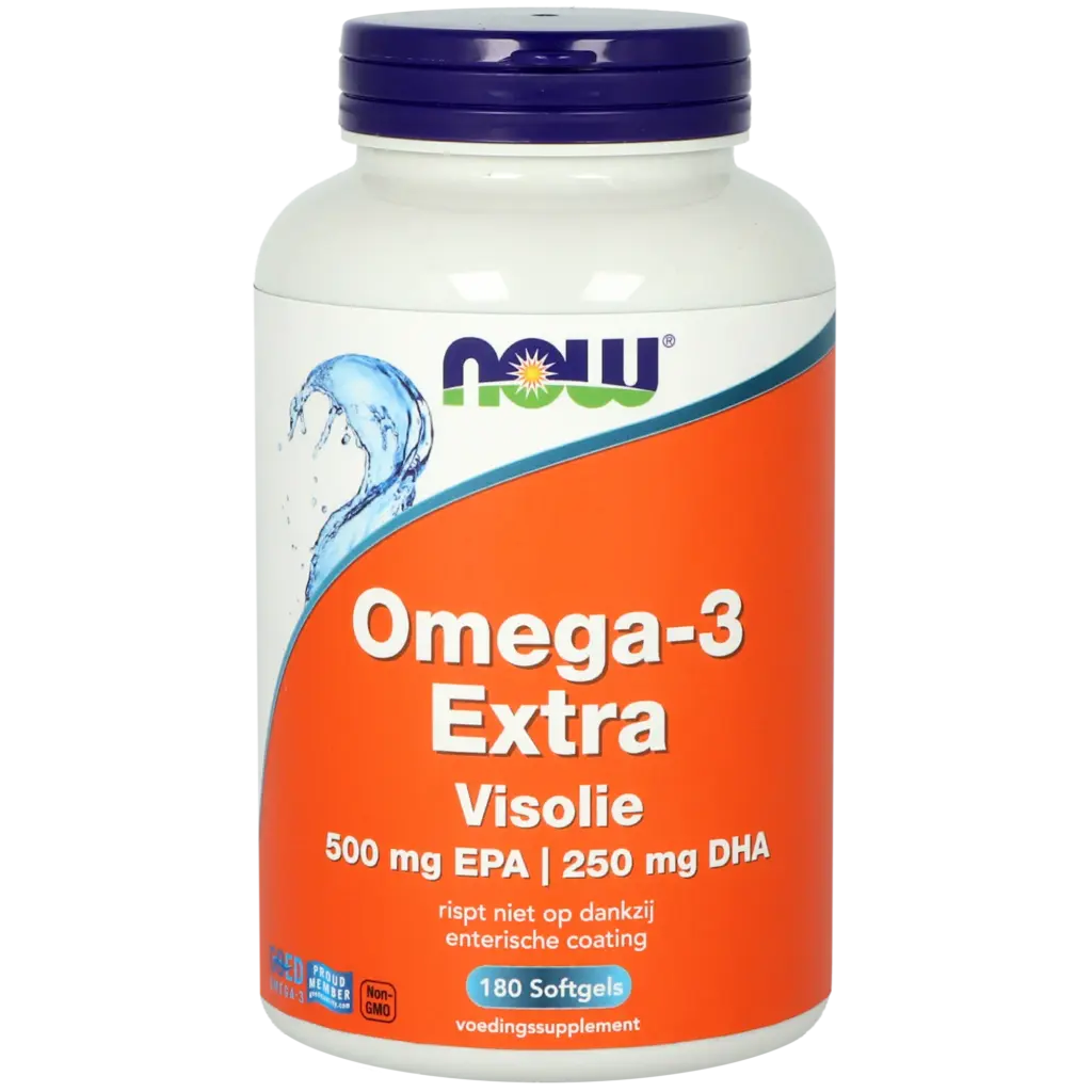 Now Omega-3 Extra Visolie 500 mg EPA 250 mg DHA (180 softgels)