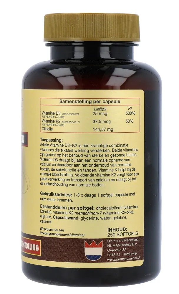 Artelle Vitamine D3 & K2 Softgels (250 stuks)