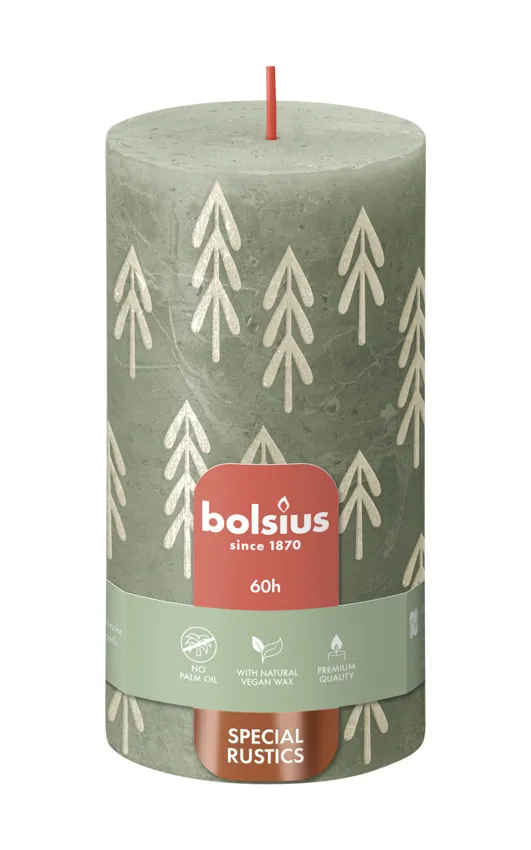 Bolsius Silhouette Rustiekkaars 130/68 Fresh Olive (1 stuk)