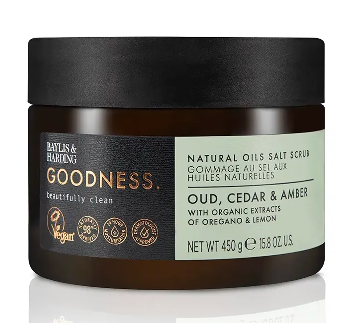 Baylis & Harding Goodness Scrubzout Oud, Cedar & Amber (450 gr)