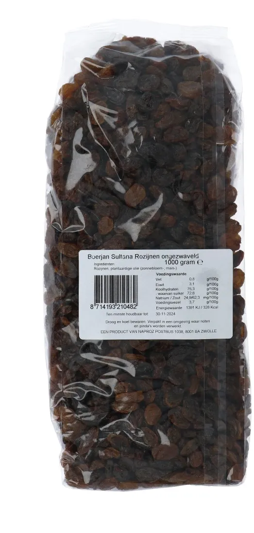 Boerjan Sultana Rozijnen Ongezwaveld (1000 gr)