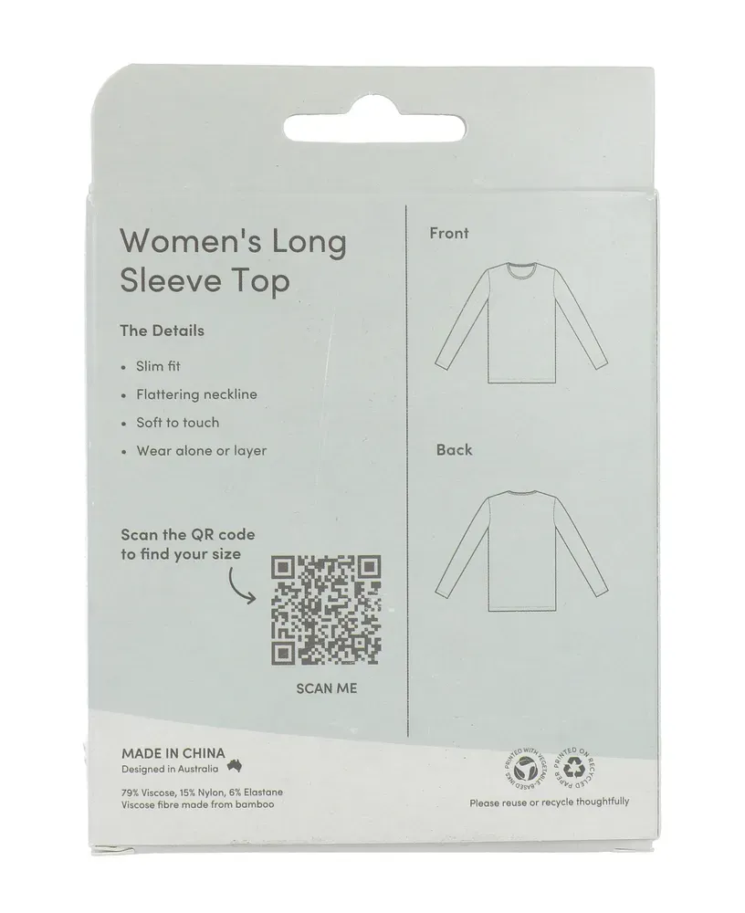 Boody Damestop Lange Mouw Wit L (1 stuk)