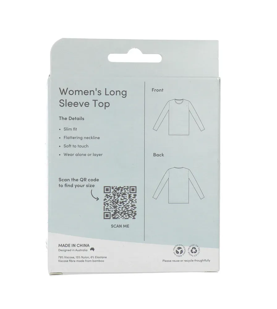 Boody Damestop Lange Mouw Wit M (1 stuk)