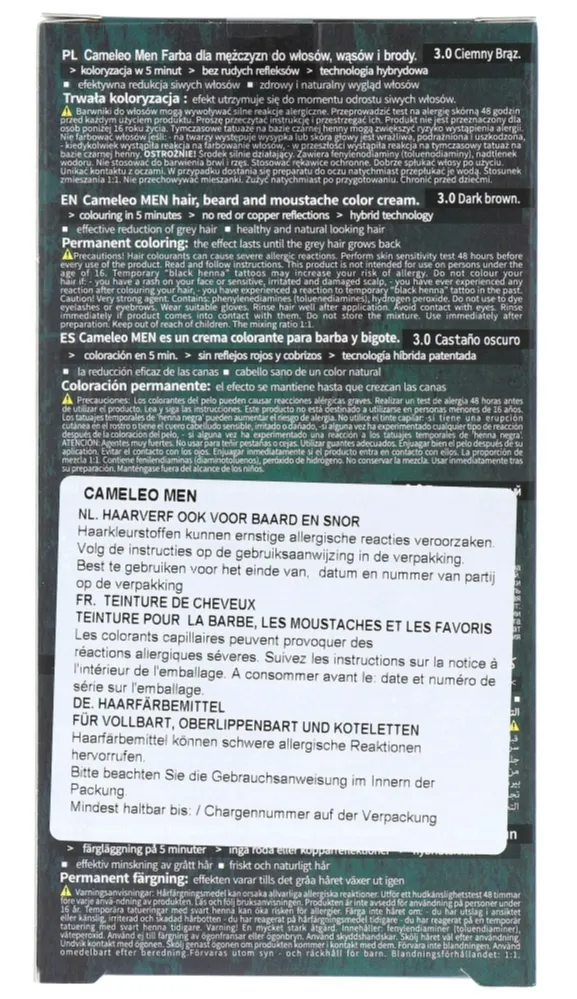 Cameleo Men Hair Color Cream 3.0 Dark Brown (1 stuk)