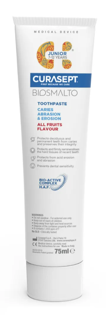 Curasept Biosmalto Junior Toothpaste Caries, Abrasion & Erosion (75 ml)