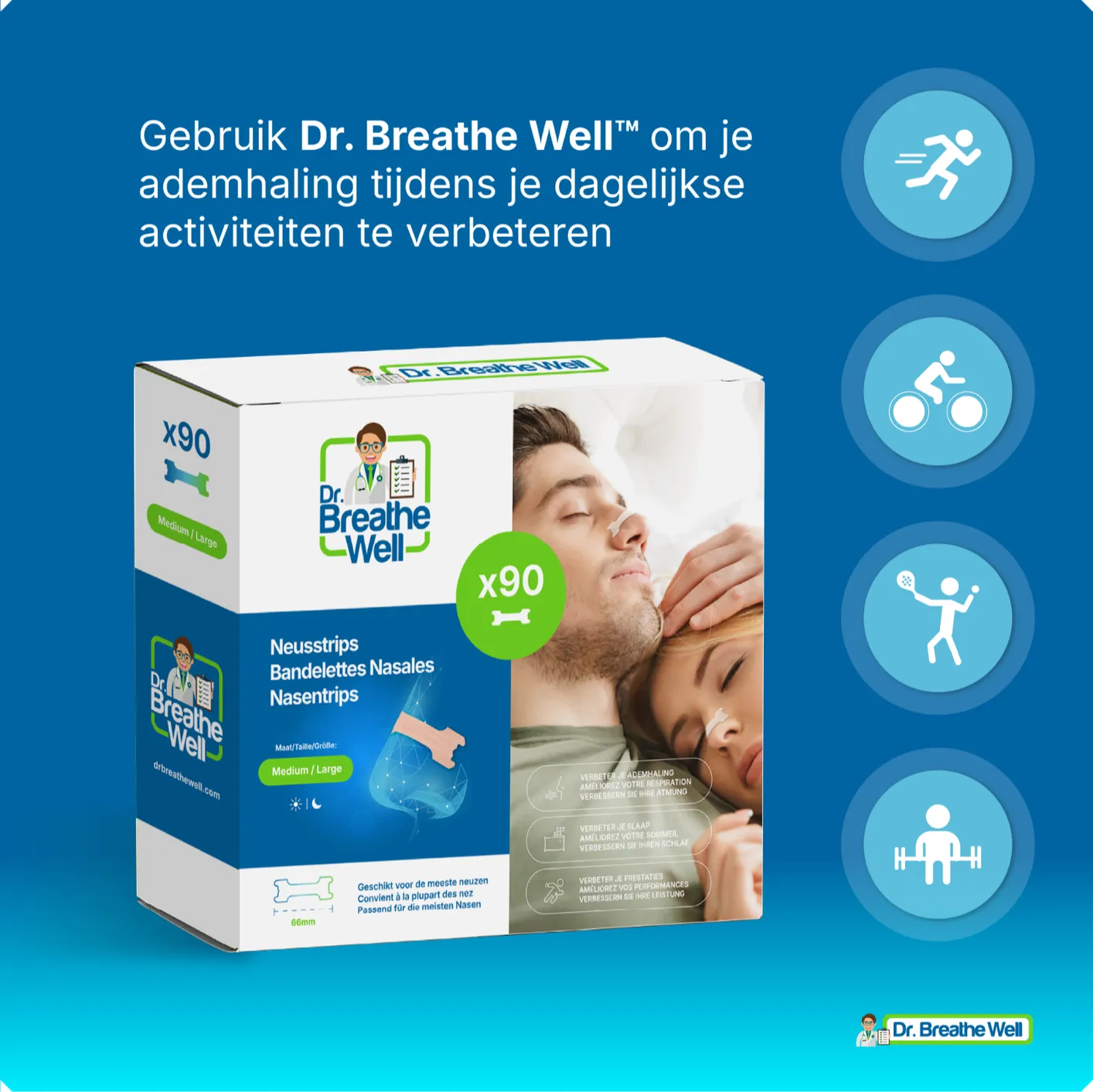 Dr. Breathe Well Neusstrips Medium/large (90 stuks) - image 3