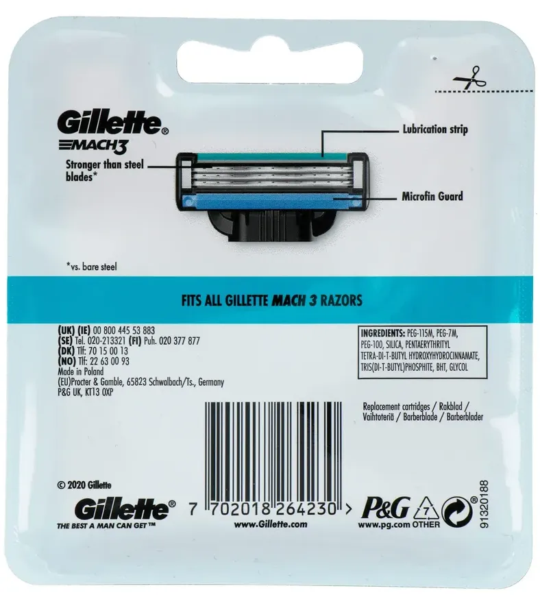 Gillette Mach3 Scheermesjes (4 stuks)