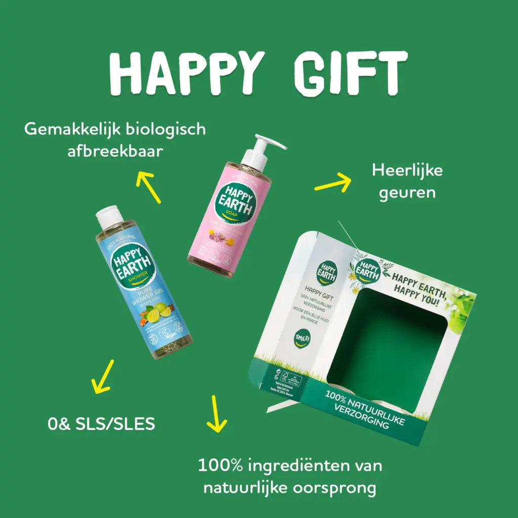 Happy Earth Giftset Cedar Lime Showergel & Lavender Ylang Handsoap (1 stuk)