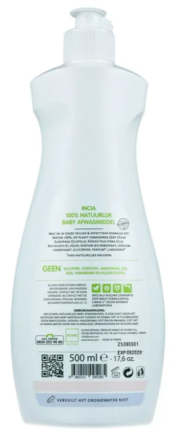 Incia 100% Natuurlijk Baby Afwasmiddel (500 ml)