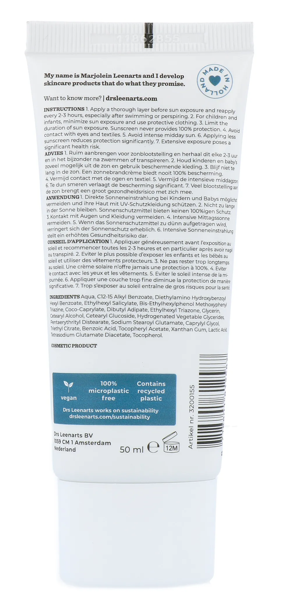 Drs Leenarts Sun Care SPF30 Normale Gevoelige Huid Parfumvrij (50 ml)