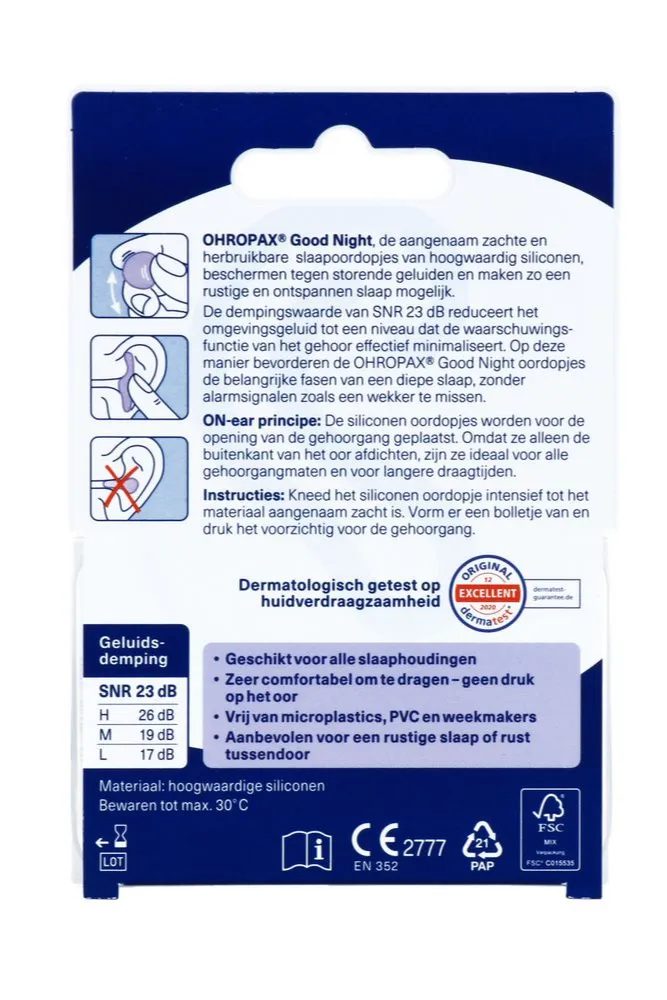 Ohropax Oordopjes Good Night (8 stuks)
