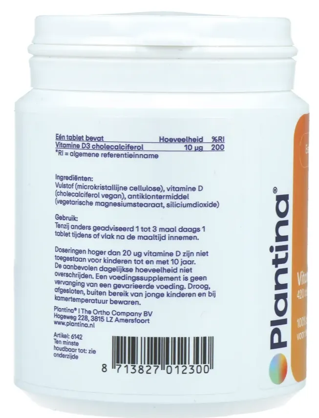 Plantina Essentials Vitamine D3 10 mcg Tabletten (420 tabletten)