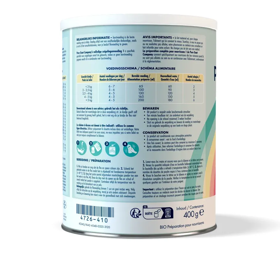 Pure Goat Bio Zuigelingenmelk 1 (400 gr)