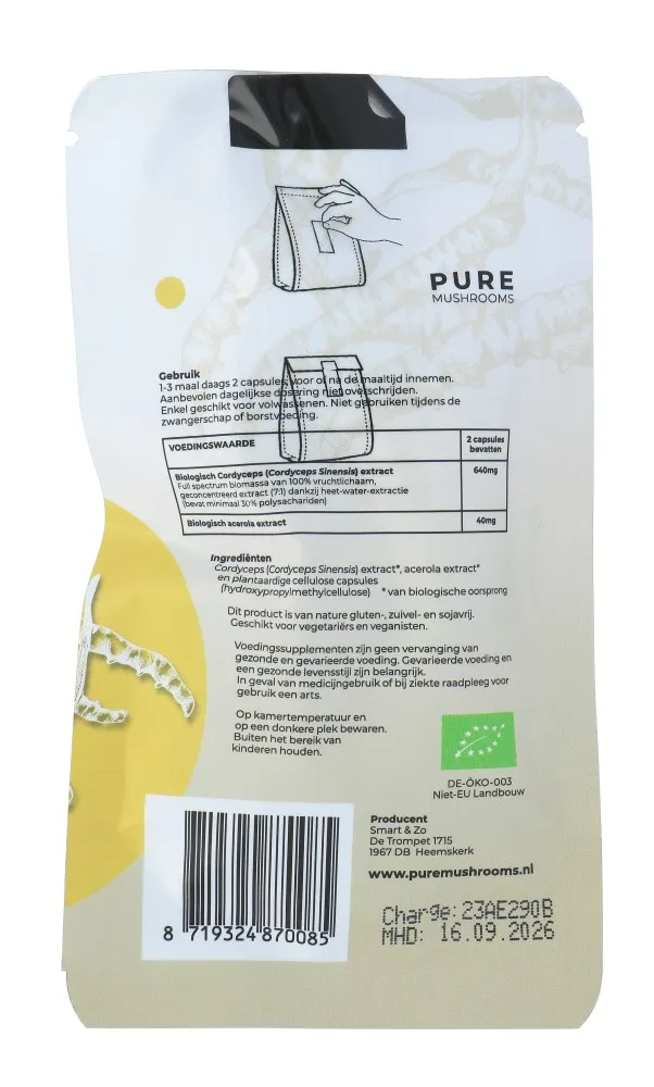 Pure Mushrooms Bio Cordyceps Capsules (60 vegetarische capsules)