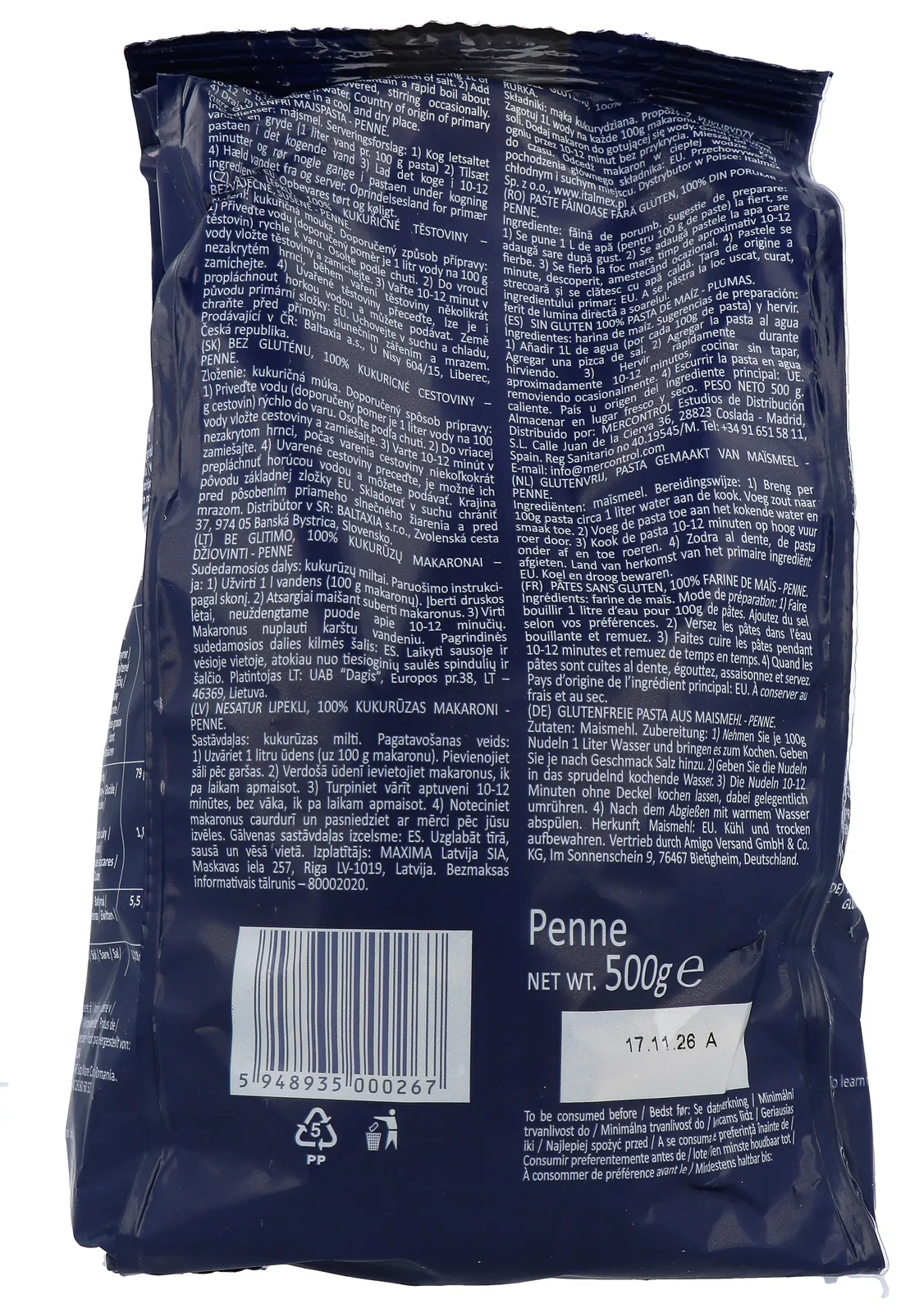 Sam Mills Penne Mais (500 gr)