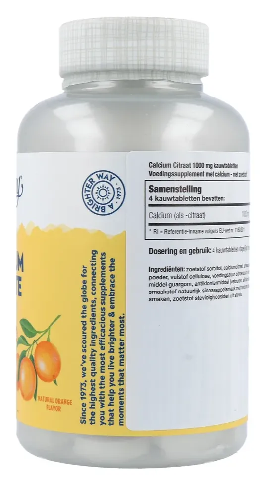 Solaray Calcium Citraat 1000mg Kauwtabletten (60 stuks)