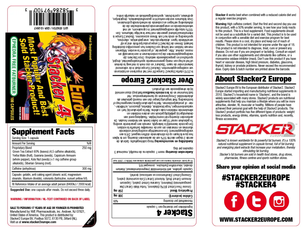 Stacker 4 Ephedra Vrij Capsules (100 stuks)