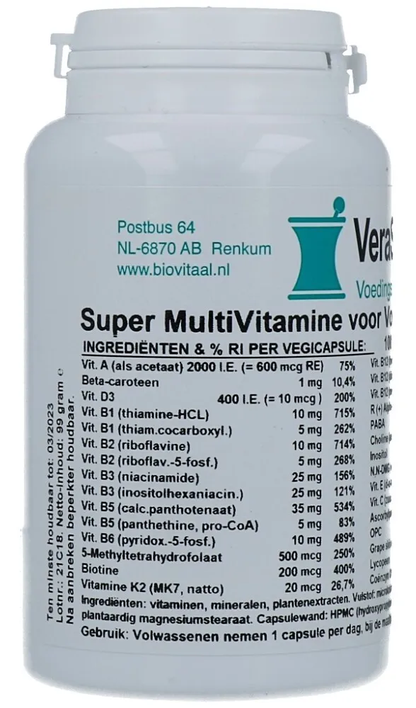Verasupplements Super Multi Volwassenen Capsules (100 vegetarische capsules)