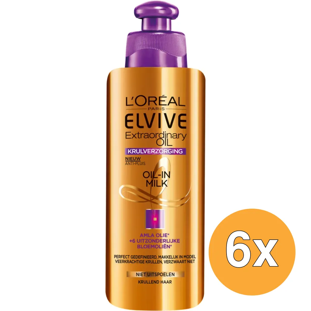 6x L'Oréal Paris Elvive Leave In Milk Extraordinary Oil Krulverzorging (200 ml)