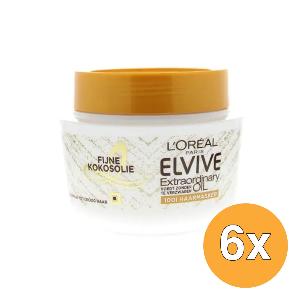 6x L'Oréal Paris Elvive Masker Extraordinary Oil Kokosolie (300 ml)