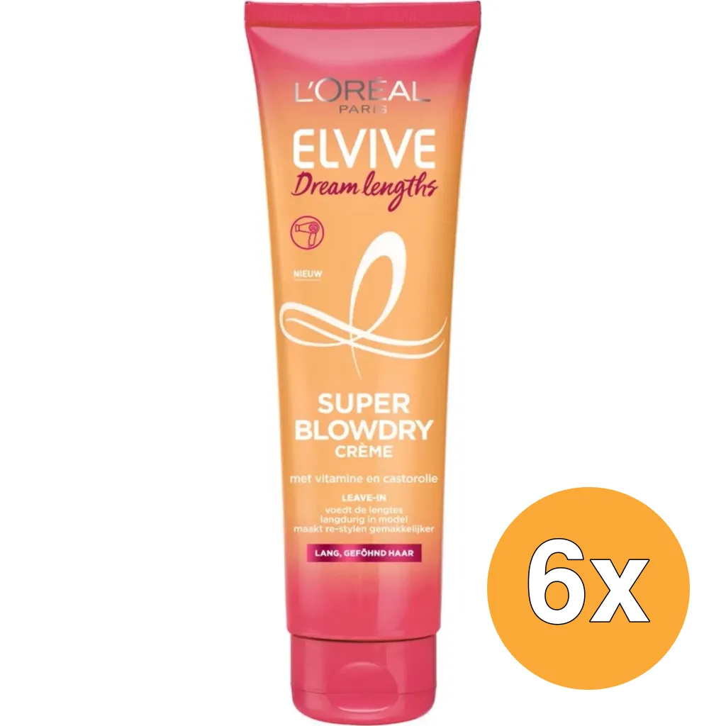 6x L'Oréal Paris Elvive Dream Lengths Blowdry Cream (150 ml)