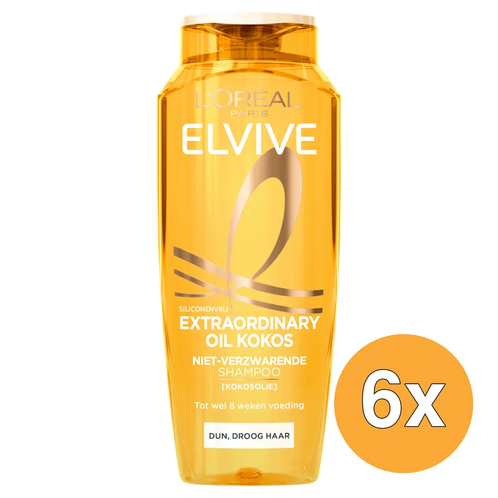 6x L'Oréal Paris Elvive Shampoo Extraordinary Oil Kokosolie (250 ml)
