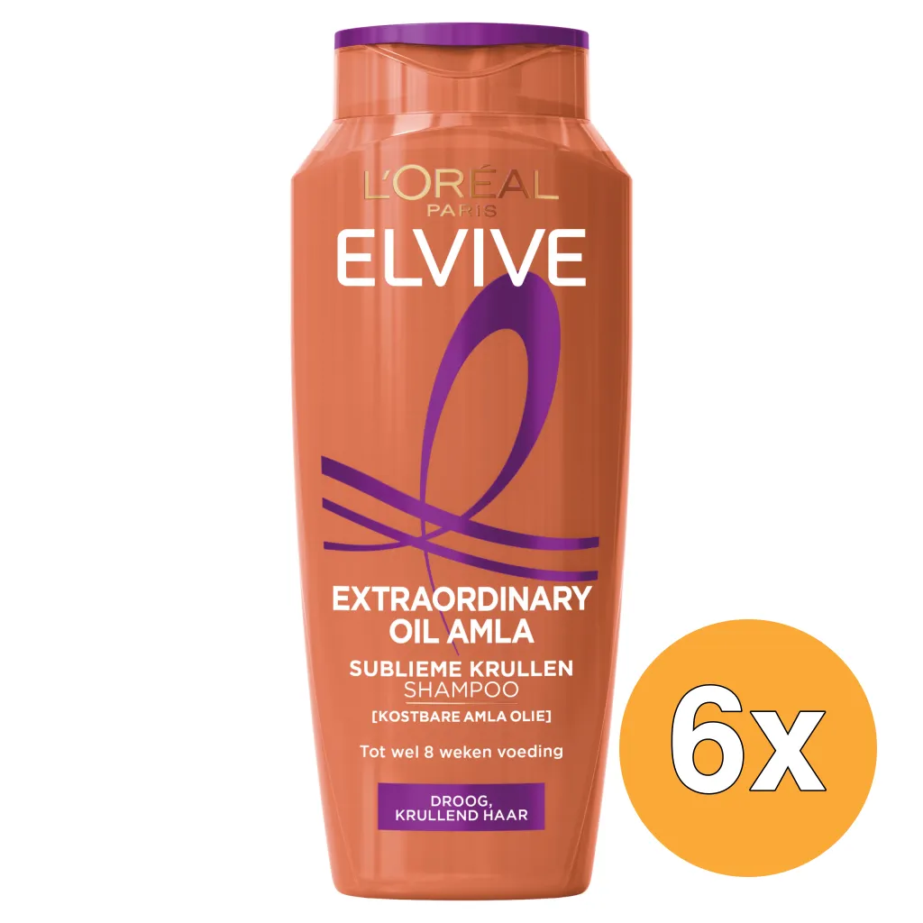 6x L'Oréal Paris Elvive Shampoo Extraordinary Oil Krulverzorgende (250 ml)
