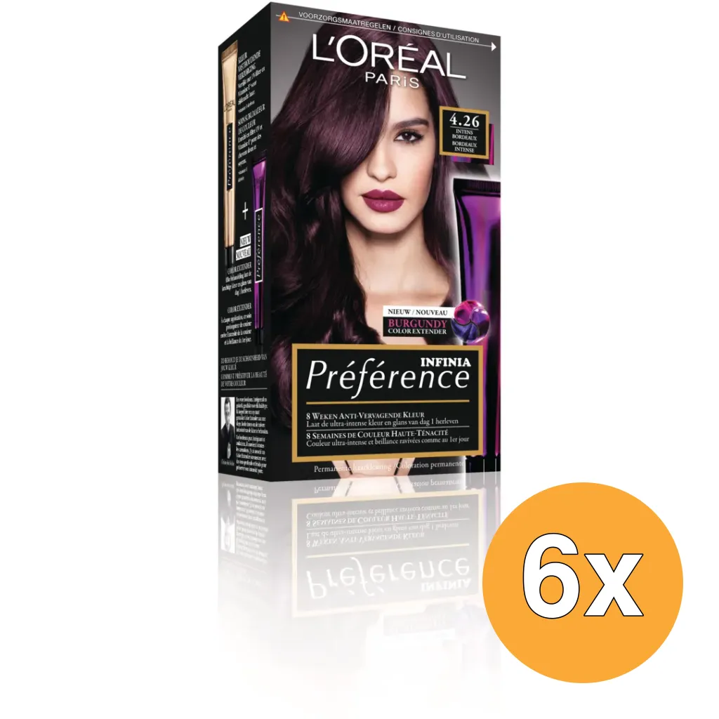 6x L'Oréal Paris Preference 4.26 Pure Burgundy (1 set)
