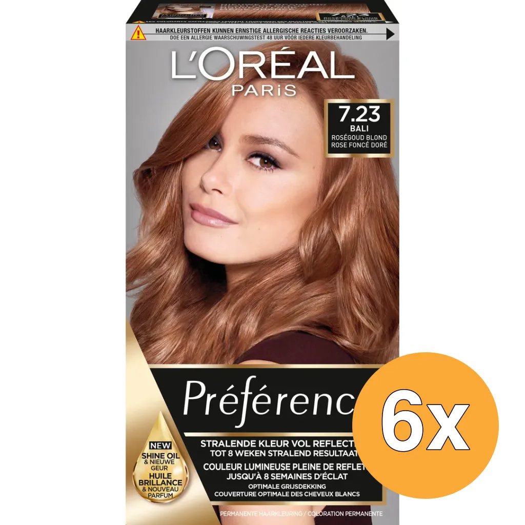 6x L'Oréal Paris Preference 7.23 Rich Rose (1 set)