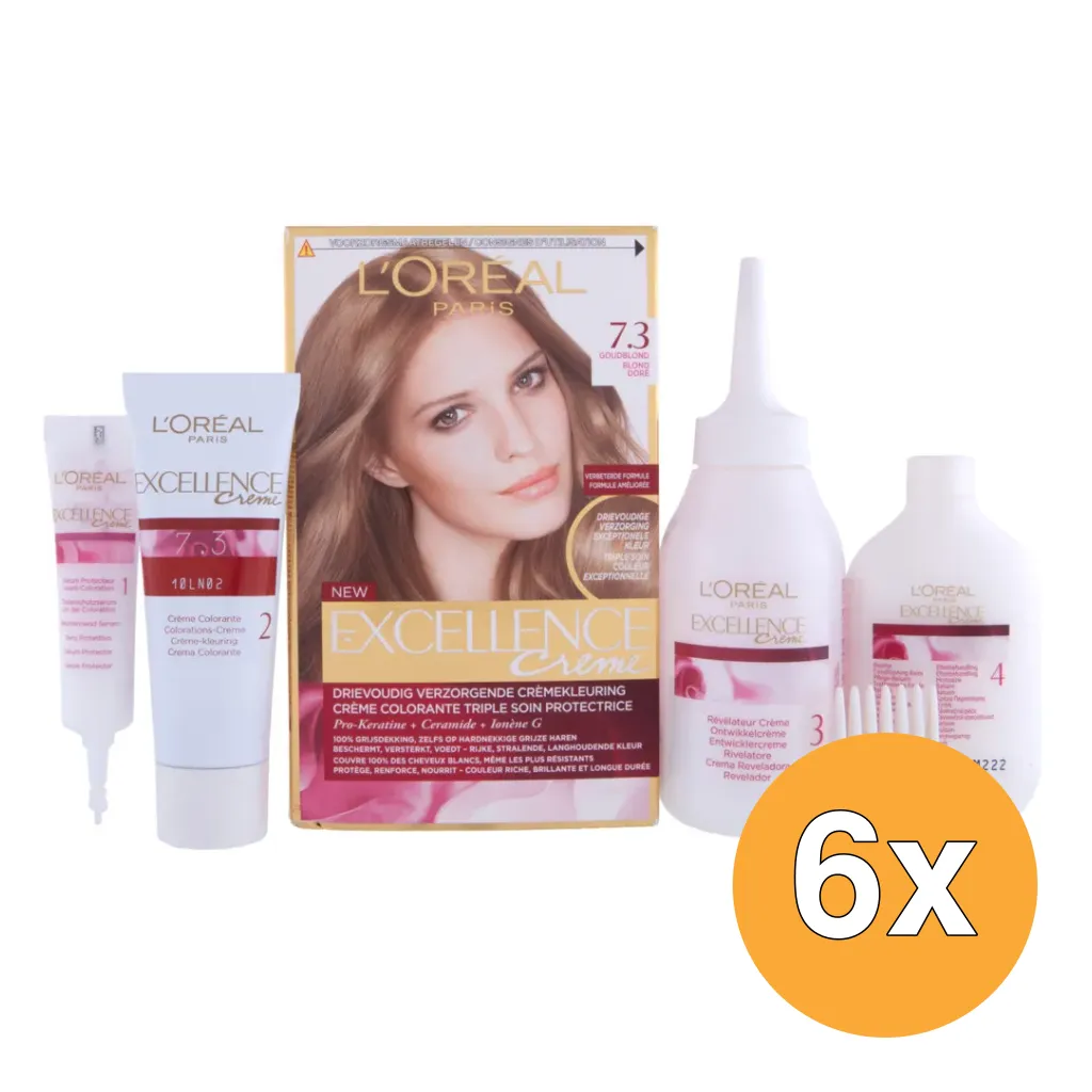 6x L'Oréal Paris Excellence Creme 7.3 Goudblond (1 set)