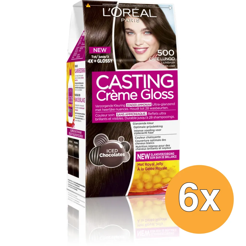 6x L'Oréal Paris Casting Creme Gloss 500 Cafe Lungo (1 set)