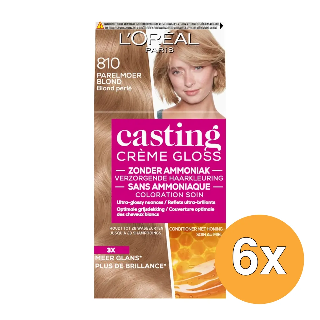 6x L'Oréal Paris Casting Creme Gloss 810 Parelmoer Blond (1 stuk)