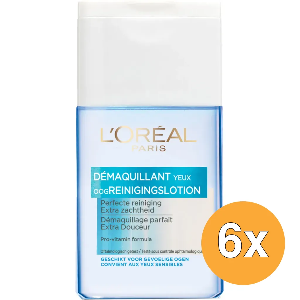 6x L'Oréal Paris Oogreinigingslotion Gevoelig (125 ml)