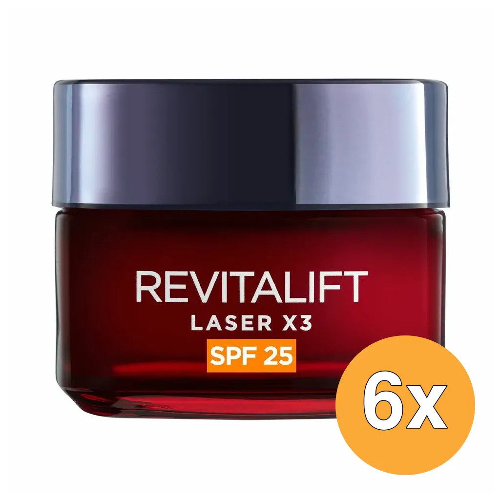 6x L'Oréal Paris Revitalift Dagcreme Laser X3 Anti-Rimpel (50 ml)