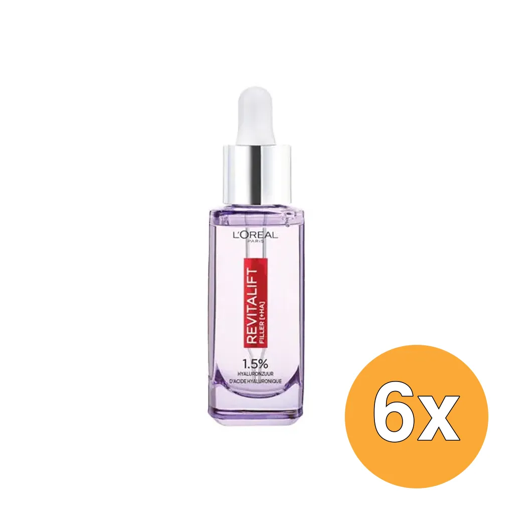 6x L'Oréal Paris Revitalift Filler 1,5% Hyaluronzuur Anti-Rimpel Serum (30 ml)
