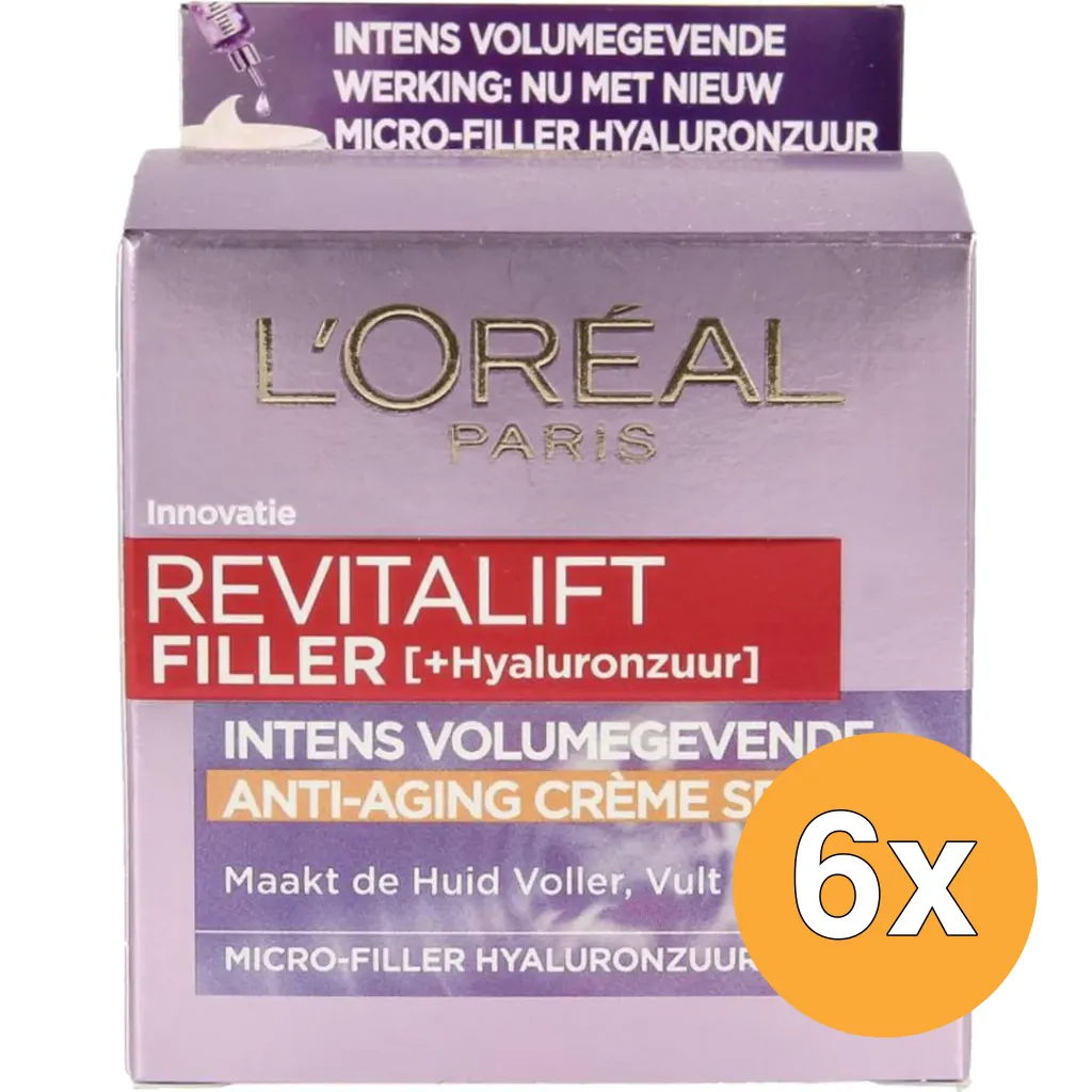 6x L'Oréal Paris Revitalift Filler Dagcreme Anti Aging SPF50 (50 ml)